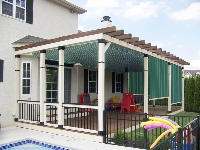 Aristocrat fabric canopy and pergola over a patio — view 2