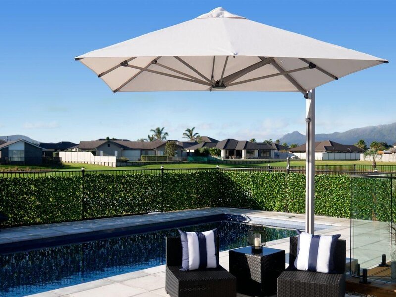 ShadowSpec Serenity single cantilever canopy shading an outdoor lounge — view 5