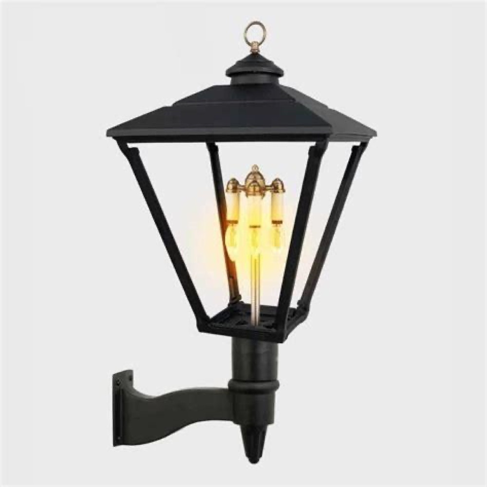 American Gas Lamp Works Cavalier copper lamp on a brick wall — view 8