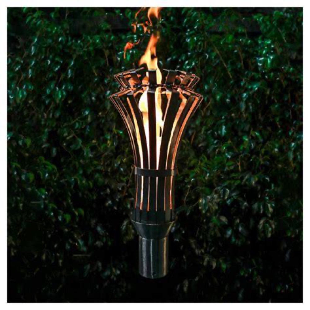 The Outdoor Plus gas lamp and lantern on a stone post — view 2
