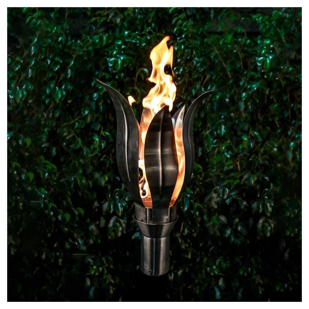 The Outdoor Plus gas lamp and lantern on a stone post — view 4