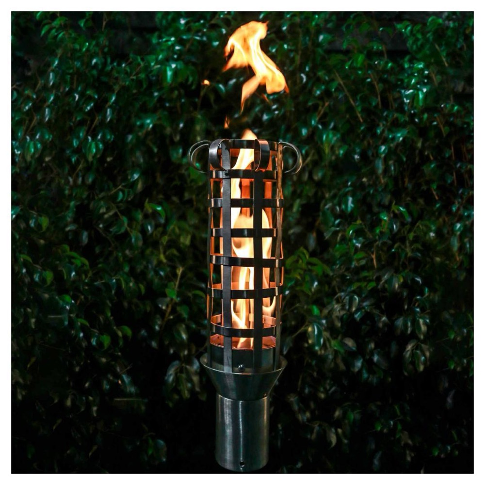 The Outdoor Plus gas lamp and lantern on a stone post — view 6