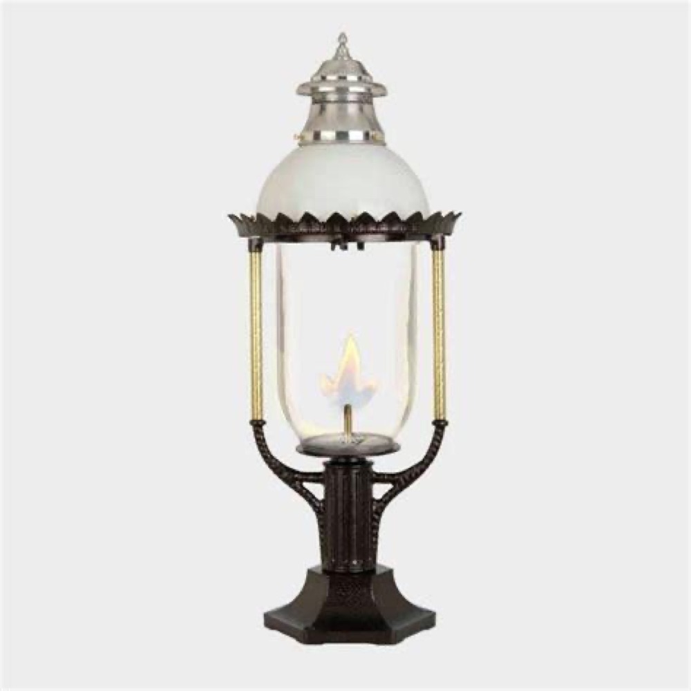 American Gas Lamp Works Apollo gas torch on a copper post — view 3