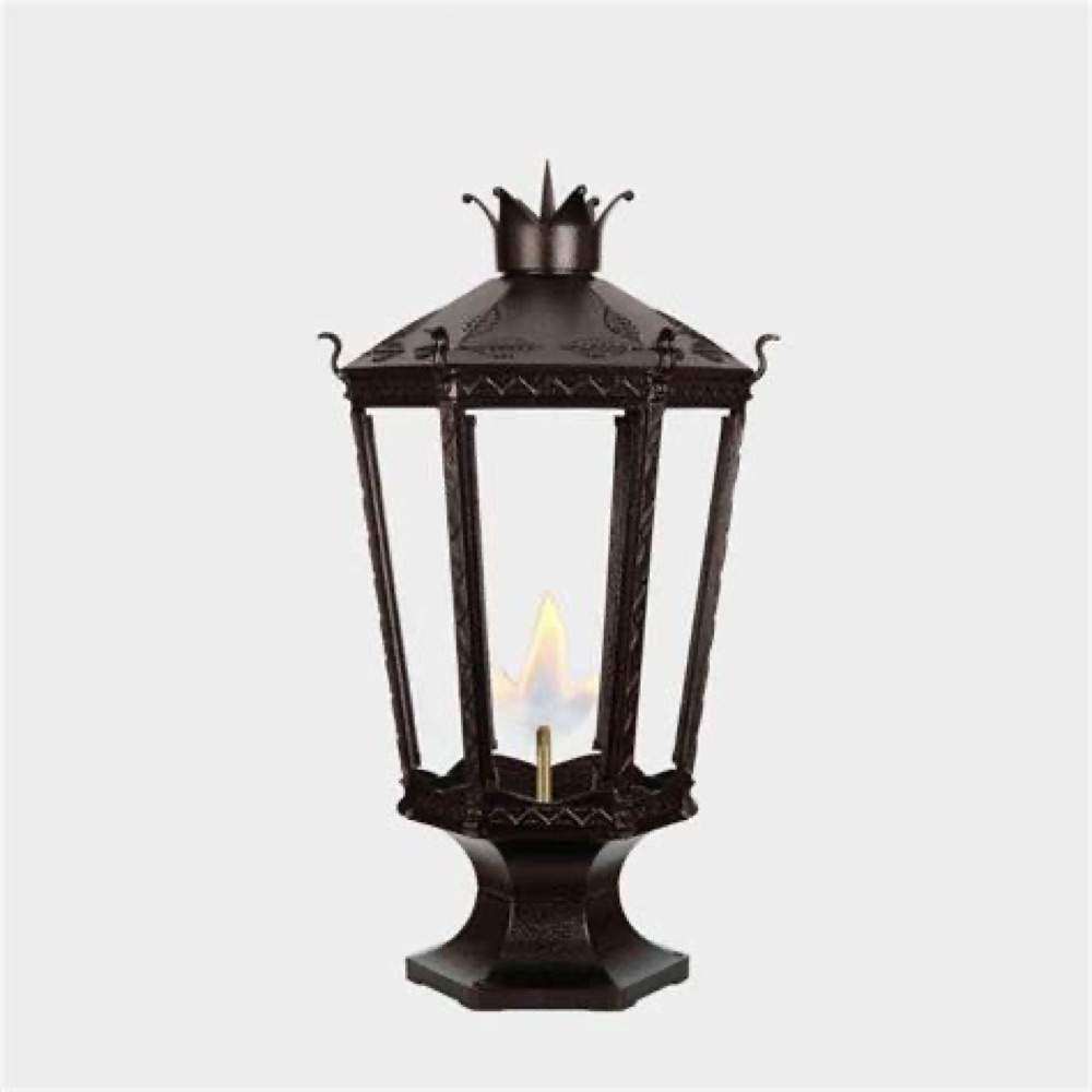 American Gas Lamp Works Apollo gas torch on a copper post — view 4
