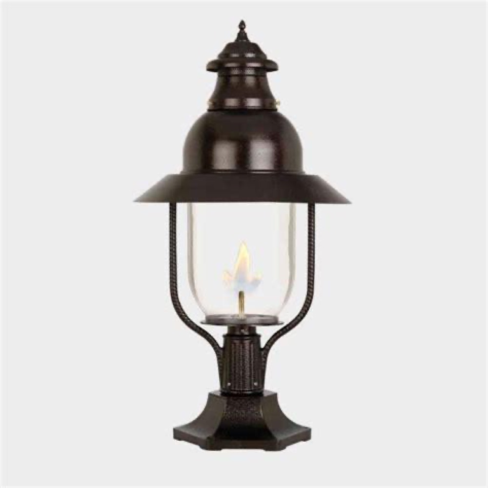 American Gas Lamp Works Apollo gas torch on a copper post