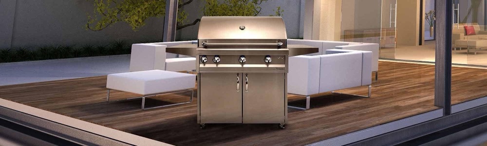 Artisan Professional Series gas grill on a stainless cart