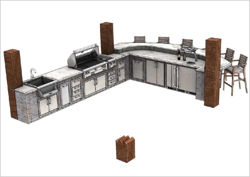 Alfresco outdoor kitchen island design concept — view 2