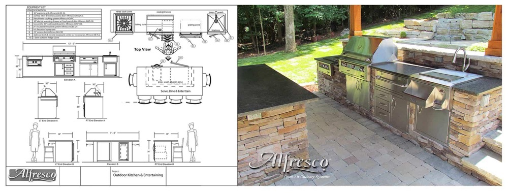 Artisan outdoor kitchen island design example — view 2