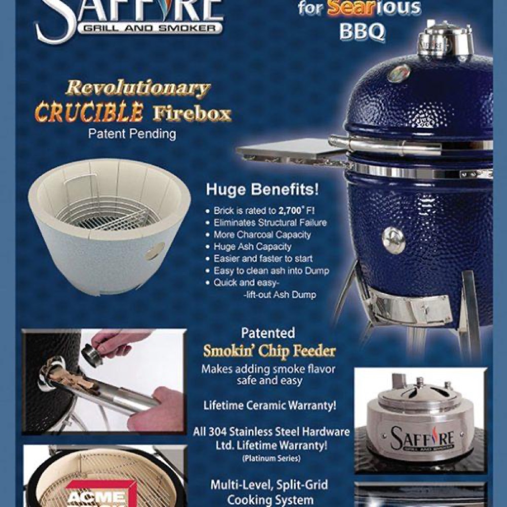 Saffire kamado used for cooking pizza outdoors — view 2