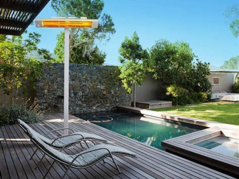 Eurofase electric infrared heaters over a poolside patio — view 5