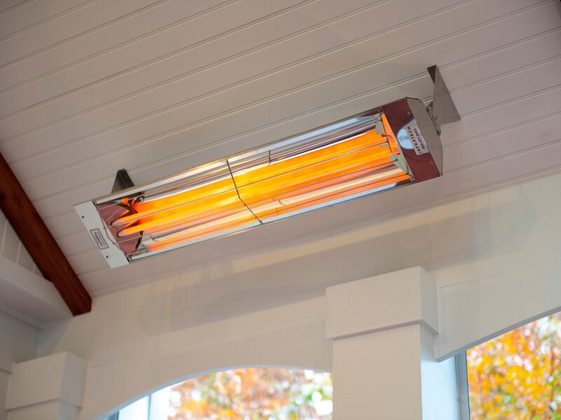 Infratech electric infrared heater mounted on a porch ceiling — view 2