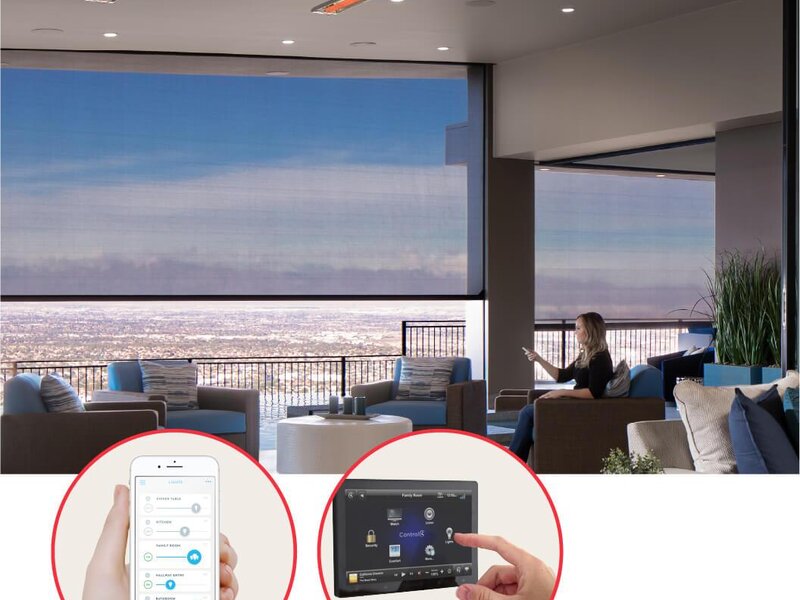 Infratech infrared heaters glowing on a covered outdoor kitchen ceiling — view 2